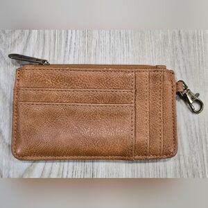 Thirty One Where To Wallet Tan Leather Key Chain Clip